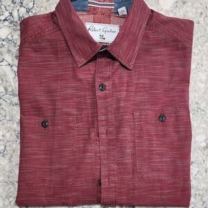 High Quality Robert Graham Men's Large Heather Red Button Down
